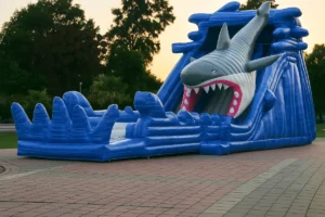 Tobogán acuático hinchable gigante con piscina en Málaga