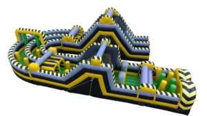 Pista americana hinchable tipo wipeout amarillo y negro
